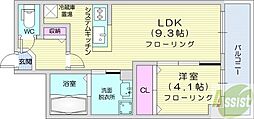 グランカーサ南6条 1LDKの間取図画像