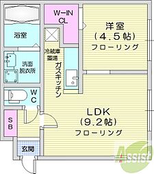 ラメリディアン 1LDKの間取図画像