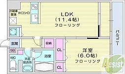 カマール6-6 1LDKの間取図画像