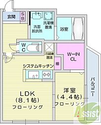 ノースプレミア大通北 1LDKの間取図画像