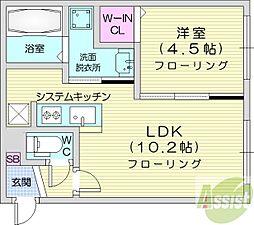 ガーデンクリスタル平岸 1LDKの間取図画像