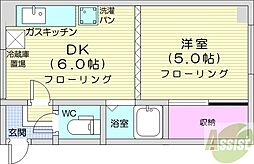 シンエービル 1DKの間取図画像