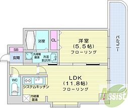 円山ガーデンヒルズ 1LDKの間取図画像