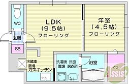 ラフィネ北円山 1LDKの間取図画像