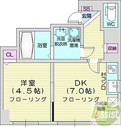 プライムアーバン大通公園1 1DKの間取図画像