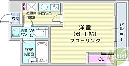 アルファスクエア大通 1Kの間取図画像