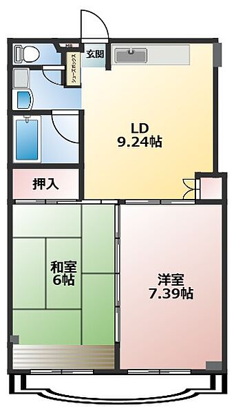 UKマンション 406｜千葉県千葉市中央区都町1丁目(賃貸マンション2DK・4階・49.41㎡)の写真 その2