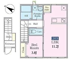 メゾン　ド　アズール 203 ｜ 東京都大田区北嶺町27-8（賃貸アパート1LDK・2階・40.74㎡） その2