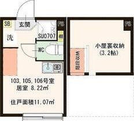 ハーモニーテラス南馬込 103｜東京都大田区南馬込１丁目(賃貸アパート1R・1階・11.07㎡)の写真 その2