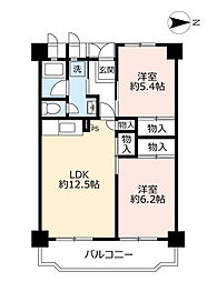 UR豊成 8階2LDKの間取り