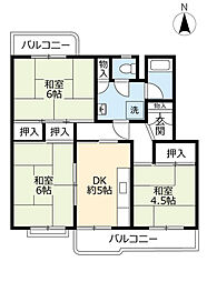 UR都市機構大山田団地2号棟 3DKの間取図画像