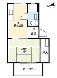 UR都市機構津島団地1号棟 1DKの間取図画像