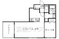 京都市営烏丸線 北山駅 徒歩9分の賃貸マンション 3階1LDKの間取り