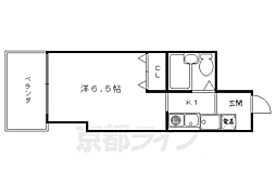 京都市営烏丸線 五条駅 徒歩1分の賃貸マンション 6階1Kの間取り