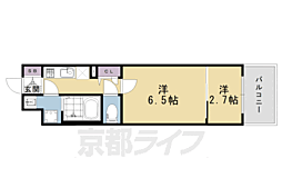 JR東海道・山陽本線 西大路駅 徒歩14分の賃貸マンション 6階2Kの間取り