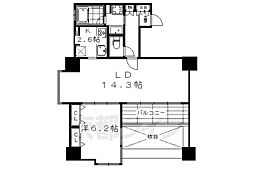 京都市営烏丸線 烏丸御池駅 徒歩4分の賃貸マンション 9階1LDKの間取り