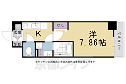 京都市営烏丸線 九条駅 徒歩4分の賃貸マンション 5階1Kの間取り