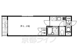 京都市営烏丸線 四条駅 徒歩3分の賃貸マンション 3階1Kの間取り