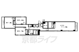 ＣｏＣｏ東山三条 1階3LDKの間取り