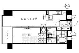京都市営烏丸線 五条駅 徒歩10分の賃貸マンション 2階1LDKの間取り