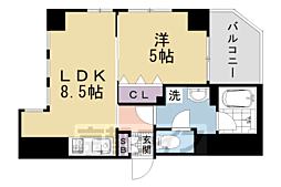 京都地下鉄東西線 二条城前駅 徒歩13分の賃貸マンション 6階1LDKの間取り