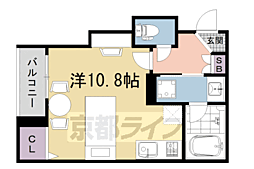 京都市営烏丸線 四条駅 徒歩6分の賃貸マンション 1階ワンルームの間取り