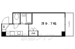 京都市営烏丸線 烏丸御池駅 徒歩8分の賃貸マンション 3階1Kの間取り