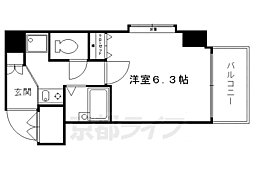 阪急京都本線 大宮駅 徒歩5分の賃貸マンション 3階1Kの間取り