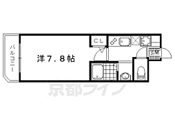 京都市営烏丸線 鞍馬口駅 徒歩3分の賃貸マンション 2階1Kの間取り