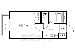 京都市営烏丸線 北山駅 徒歩4分の賃貸マンション 2階1Kの間取り