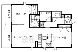 ル・ヴァンベール岡崎 1階2LDKの間取り