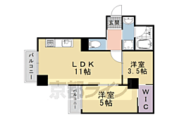 京阪本線 清水五条駅 徒歩8分の賃貸マンション 3階2LDKの間取り