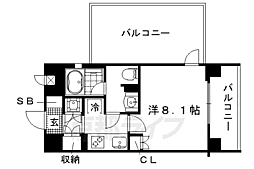京都市営烏丸線 今出川駅 徒歩5分の賃貸マンション 3階1Kの間取り