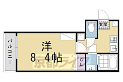 仮）左京区北白川西町計画 2階1Kの間取り