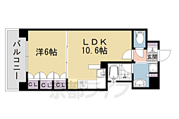 京阪本線 清水五条駅 徒歩4分の賃貸マンション 6階1LDKの間取り