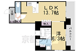 京都市営烏丸線 今出川駅 徒歩13分の賃貸マンション 6階1LDKの間取り