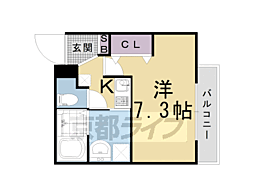 京阪本線 出町柳駅 徒歩7分の賃貸マンション 2階1Kの間取り