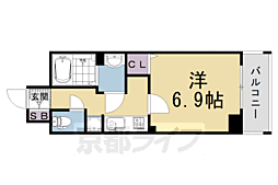 LW京都桜邸 1Kの間取図画像