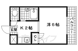 白砂ビル 1Kの間取図画像
