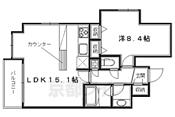 レジディア洛北 1LDKの間取図画像