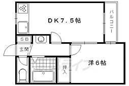 シャトレ修学院 1DKの間取図画像