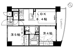 エステムプラザ京都河原町通2レジデンシャル 2LDKの間取図画像
