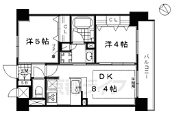 エステムプラザ京都河原町通2レジデンシャル 2LDKの間取図画像