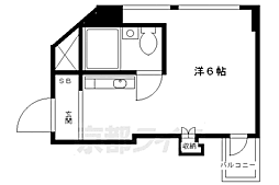 コスモハイツ里の内 1Kの間取図画像