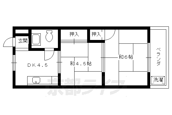 京都府向日市寺戸町西野(賃貸マンション2DK・3階・29.60㎡)の写真 その2