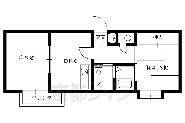 ローレル宝ヶ池 A202｜京都府京都市左京区岩倉三笠町(賃貸アパート2DK・2階・40.62㎡)の写真 その2