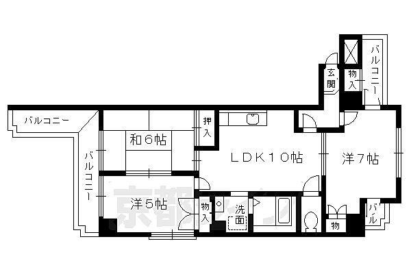 ヒルデン北山 503｜京都府京都市左京区松ケ崎芝本町(賃貸マンション3LDK・5階・60.62㎡)の写真 その2