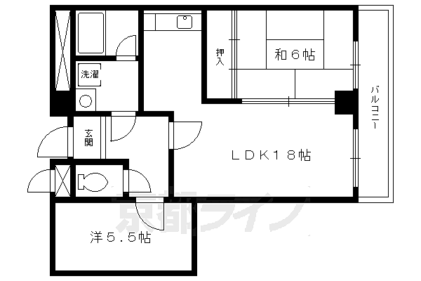 パレロイヤル西陣佐わらび 303｜京都府京都市上京区役人町(賃貸マンション2LDK・3階・57.18㎡)の写真 その2