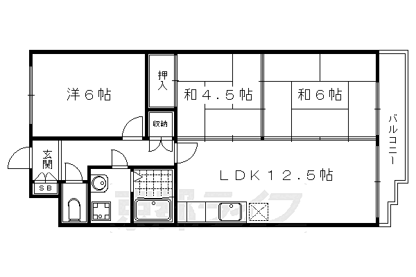 Ｕ　ｒｅｓｉｄｅｎｃｅ修学院 205｜京都府京都市左京区修学院沖殿町(賃貸マンション3LDK・2階・63.30㎡)の写真 その2