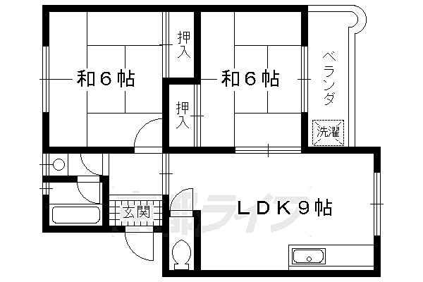 京都府向日市寺戸町(賃貸マンション2LDK・2階・45.36㎡)の写真 その2